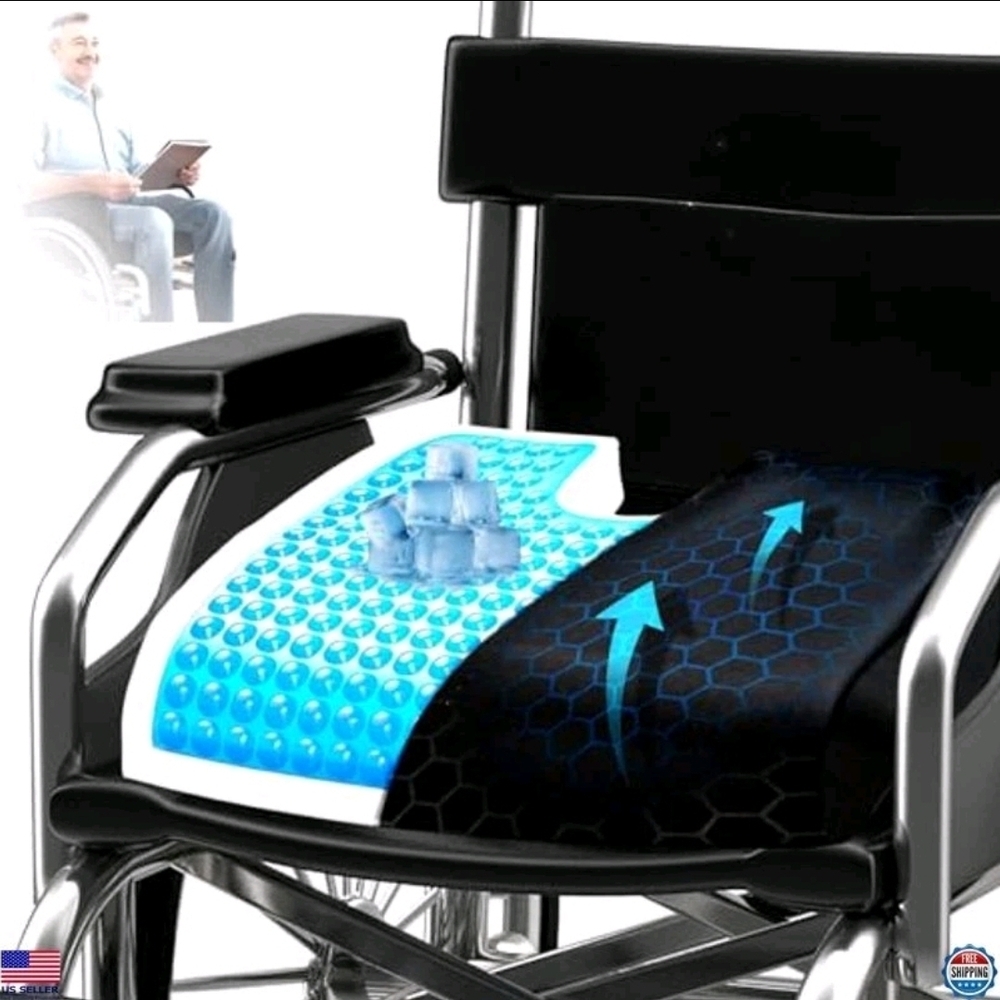 Mullow® Gel Wheelchair Seat Cushion | Anti-Slip Chair Pad for Adults & Seniors |